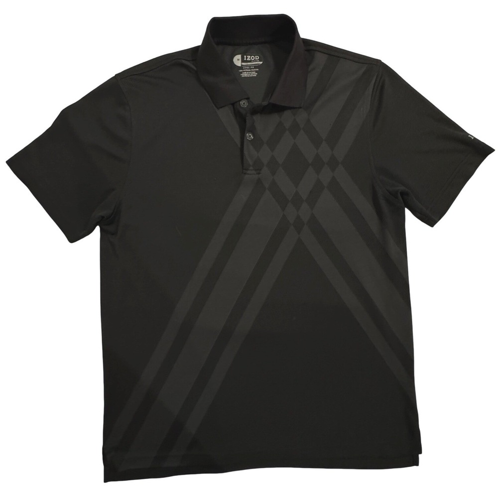 Cool FX  Men's Shirt M IZOD XFG Black Golf Performance 2-Button Polo